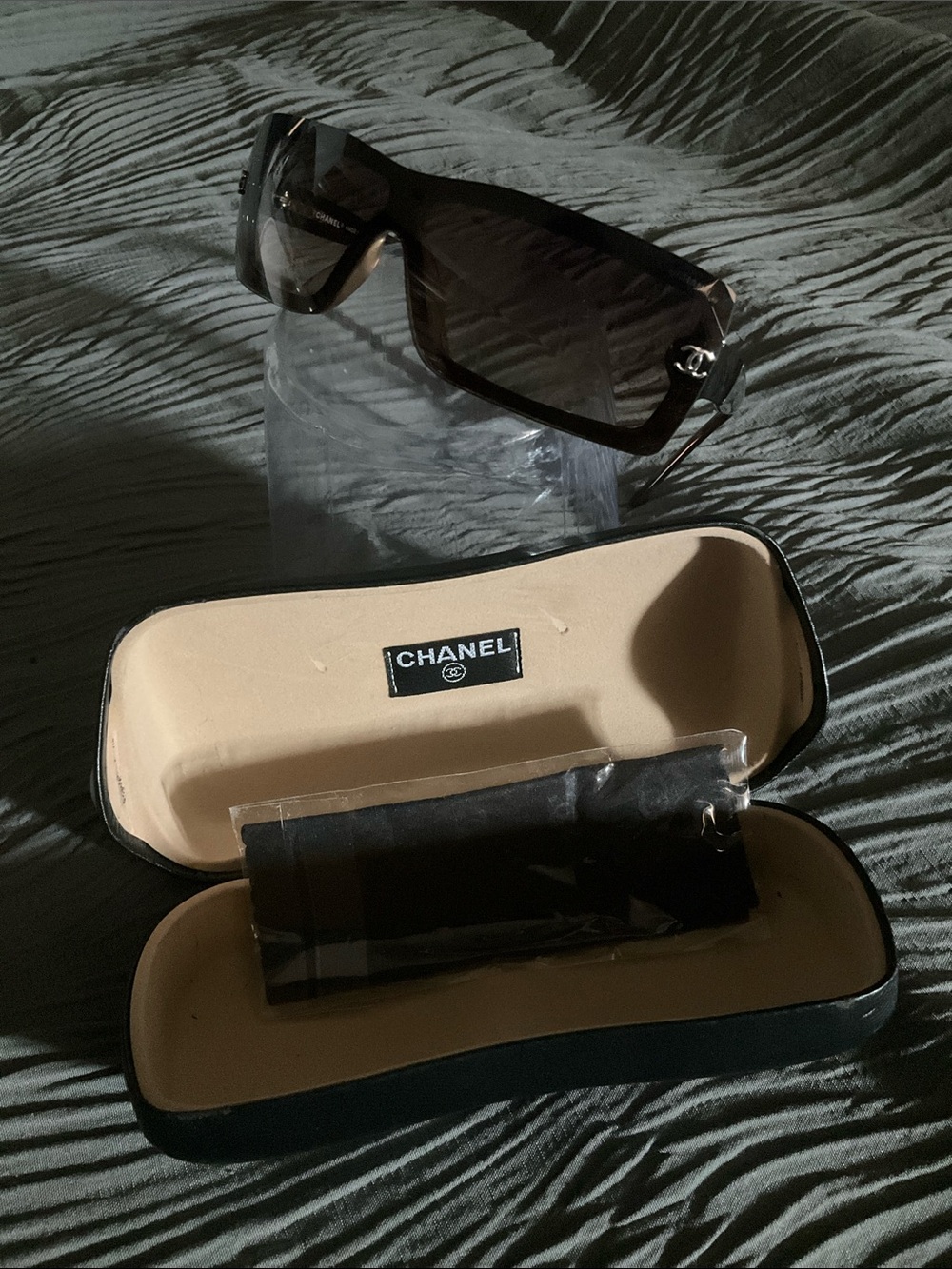 Pristine CHANEL Brown Gradient Shield Style Vintage Sunglasses, Made in Italy